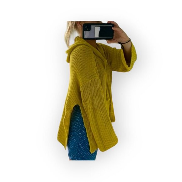Revolve 27 Miles Malibu Chartreuse Hooded Sweater size M/L - Boho Lightweight - Picture 3 of 10